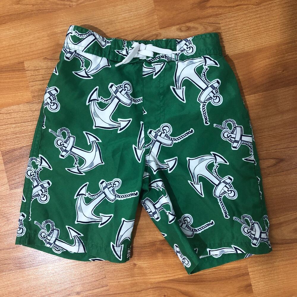 Janie and jack green anchor swim trunks